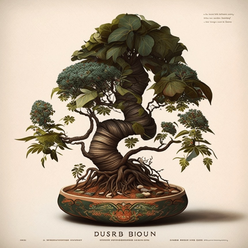 Diego Rivera bonsai, generated by AI