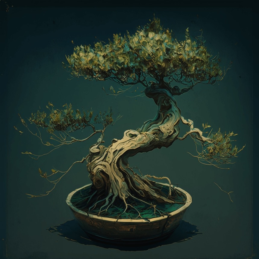 Van Gogh does bonsai, generated by AI